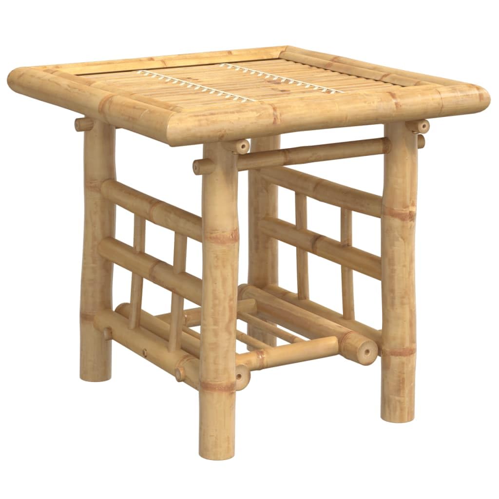 Mesa auxiliar de bambú con estante para interior y exterior, 45 x 45 x 45 cm, bambú