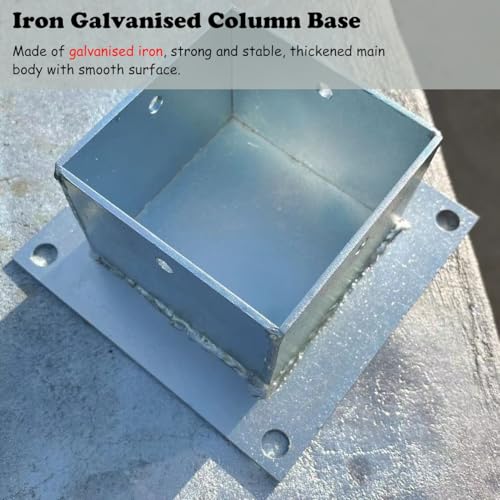 Protector de poste de hierro galvanizado, montaje de hormigón grueso para valla de jardín, cubierta, pasamanos de porche, barandilla y placa de valla