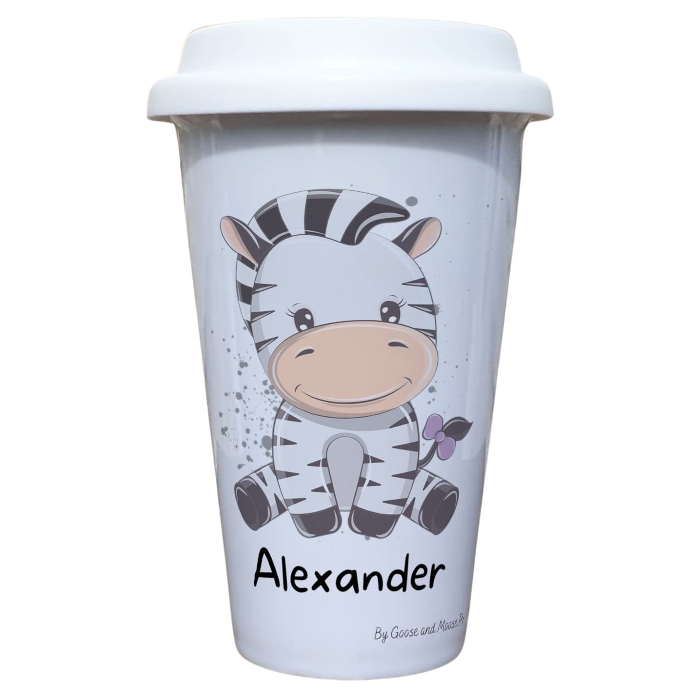 Zebra Travel Mug Personalised - Gift for Safari Lover - Personalised Zoo Wild Animal Thermal Ceramic Insulated Travel Mug