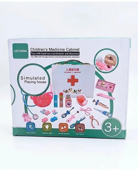 Image of Wooden Doctor Kit for Kids - Pretend Play Dentist & Medical Toy Set with Storage Cabinet, Educational Learning & Role Play Gift for Boys & Girls (Age 3+)