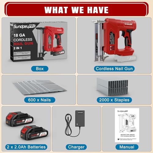 SundpeyPRO 18GA Nail Gun Cordless 21V - 2 Firing Modes Electric Stapler Gun with 2 2.0Ah Battery - 2-in-1 Cordless Brad Nailer with 600 Nails & 2000 Staples for Home Upholstery Carpentry DIY Projects 8 SundpeyPRO 18GA Nail Gun Cordless 21V - 2 Firing Modes Electric Stapler Gun with 2 2.0Ah Battery - 2-in-1 Cordless Brad Nailer with 600 Nails & 2000 Staples for Home Upholstery Carpentry DIY Projects - Image 8
