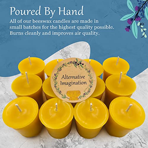 Alternative Imagination 2 Inch Votive Beeswax Candles - Naturally Colored Bees Wax Candles - Candles For Holiday, Home Decor Or Room Decorations - Unscented Candle Lights - 15 Hour Candles 12 Pack #TOP2