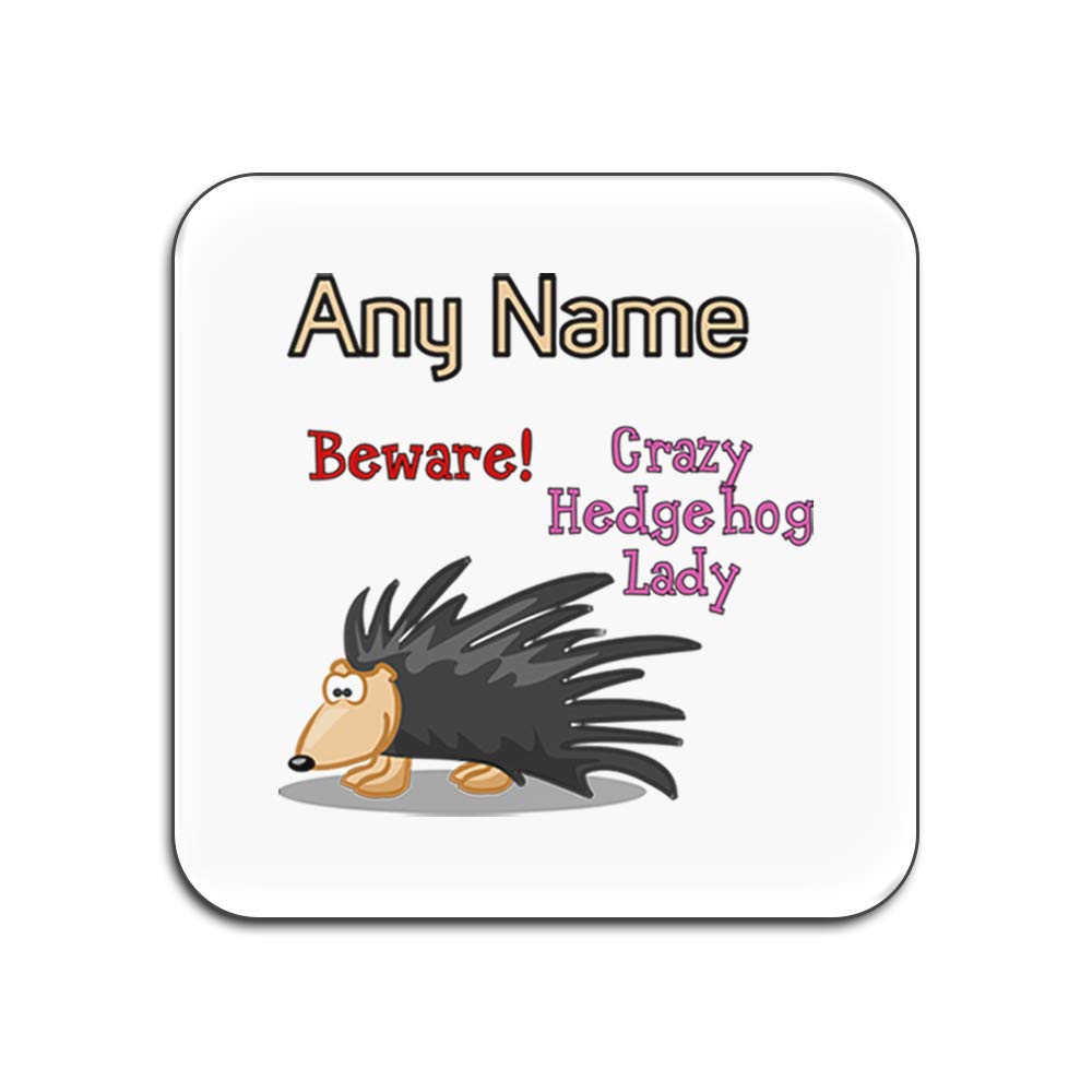 Dessous-de-Verre Crazy Hedgehog Lady Blanc Carré Brillant de Haute Qualité