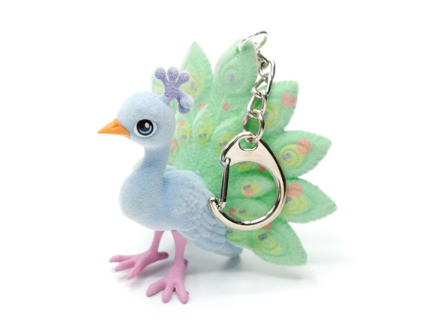 Porte-clés paon oiseau floqué de 65mm multicolore pour sac - 6