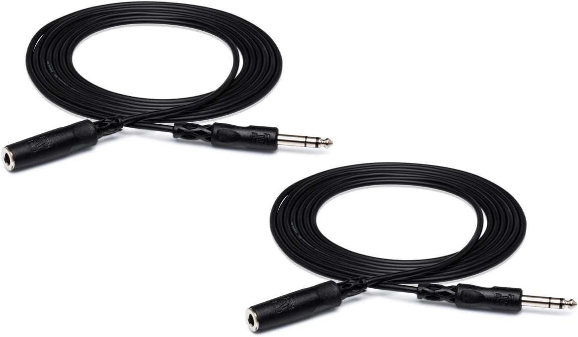 Hosa Technology 2X Stereo 1/4" Female Phone to 1/4" Male Phone TRS Headphone Extension Cable, 25'