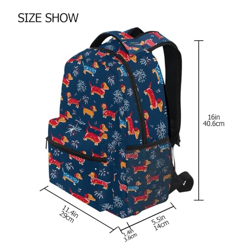 Dachshund Dog Blue Red Backpack for School Boys Girls Adults Kids Bookbag Laptop Bag 15L4