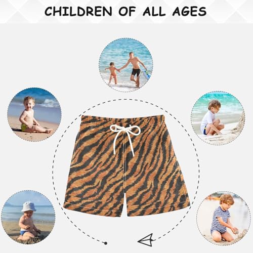 visesunny Summer Boy's Beach Shorts Tiger Fur Texture Quick Dry Swim Trunks Baby Boy Bathing Suit with Pockets4