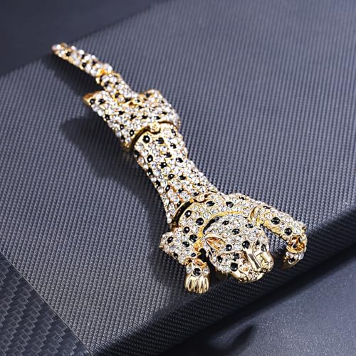 Rhinestone Leopard Brooch Pin Retro Crystal Enamel Animal Cheetah Shoulder Brooch for Men Women4