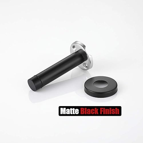 Miniatura 8 de JQK DSB5-PB-P10 - Tope de puerta negro, acero inoxidable 304 de grosor de 0.039 pulgadas, amortiguador de sonido, parachoques de pared, paquete de