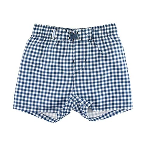RUGGEDBUTTS Boys UPF50+ Sun Protection Gingham Swim Trunks - Navy Gingham, 3T Cover