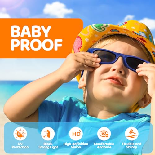 RIVBOS Baby Sunglasses Boys&Girls with Strap UV400 Polarized Flexible for Toddler,Infant and Newborn(0-24month) RBK02314