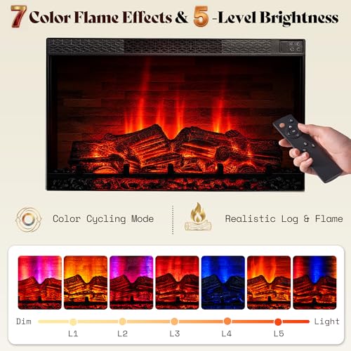 Image of AMERLIFE 97 inch Large Fireplace TV Stand for TVs up to 110 inch, Farmhouse Entertainment Center with 33 inch Electric Fireplace, Media Console with Storage Cabinets & Adjustable Shelf, Rustic Brown