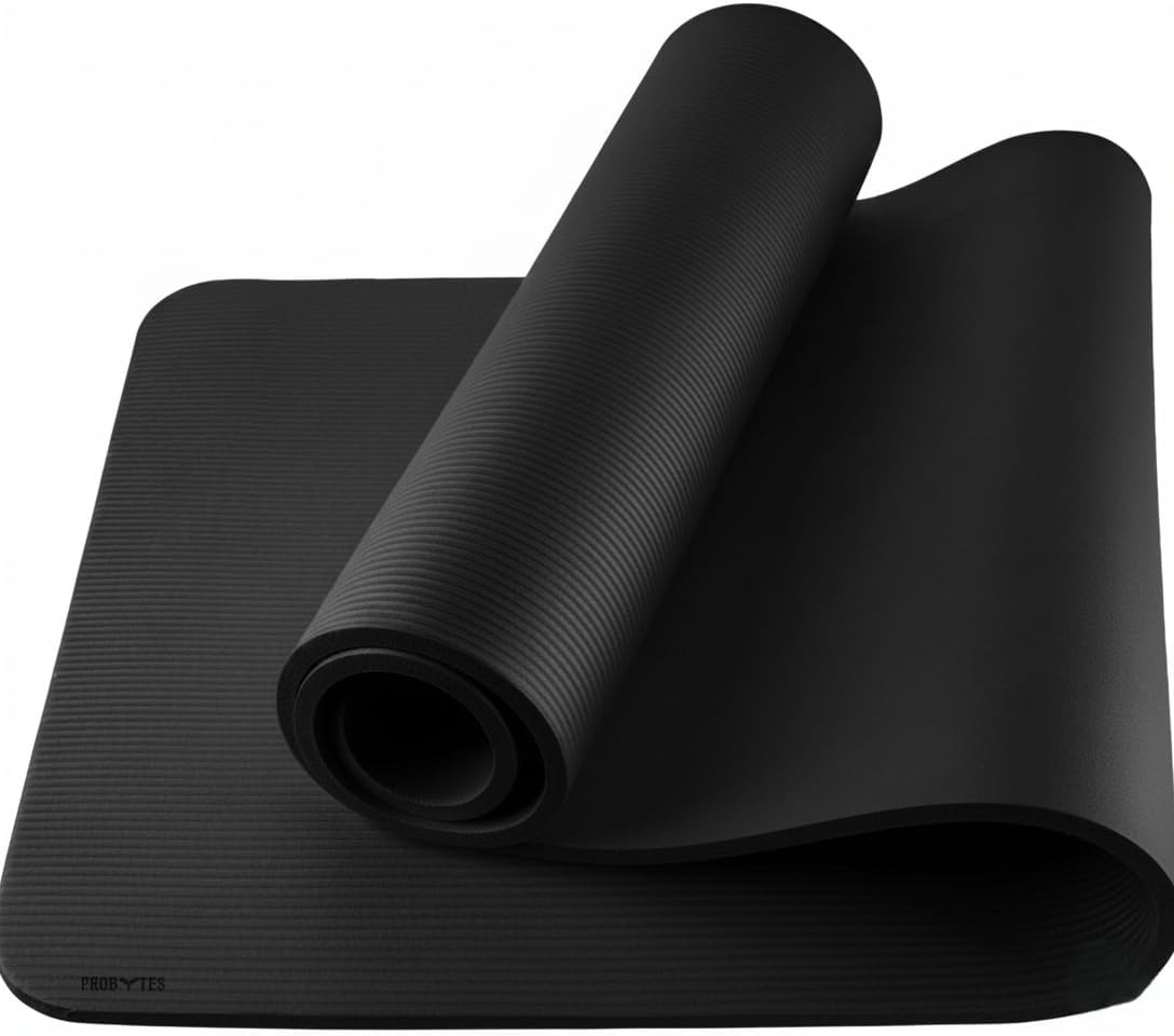 Yoga Exercise Mat - NBR 10mm Thick, Non Slip Mat for Exercise, Aerobic, Gymnastics, Home Exercises, Workouts, Fitness, Camping, Pilates, Gym - 183cm x 61cm - Black