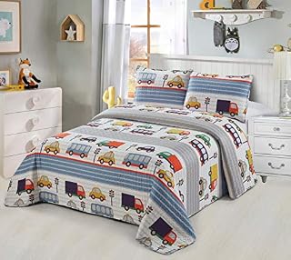 Better Home Style Blue Cars Trucks Buses Taxis Vehicles City Streets Themed Kids/Boys/Toddler