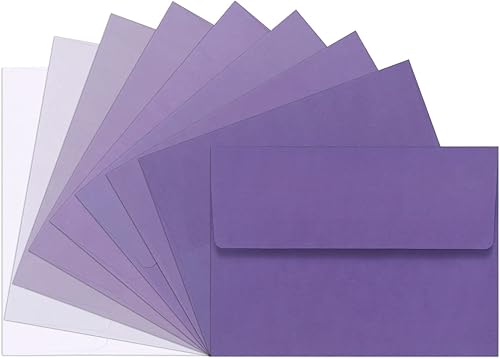 Paquete de 18 sobres color morado de 5 x 7 pulgadas, sobres autosellantes A7, sobres de colores degradados, sobres morados desteñidos, sobres de