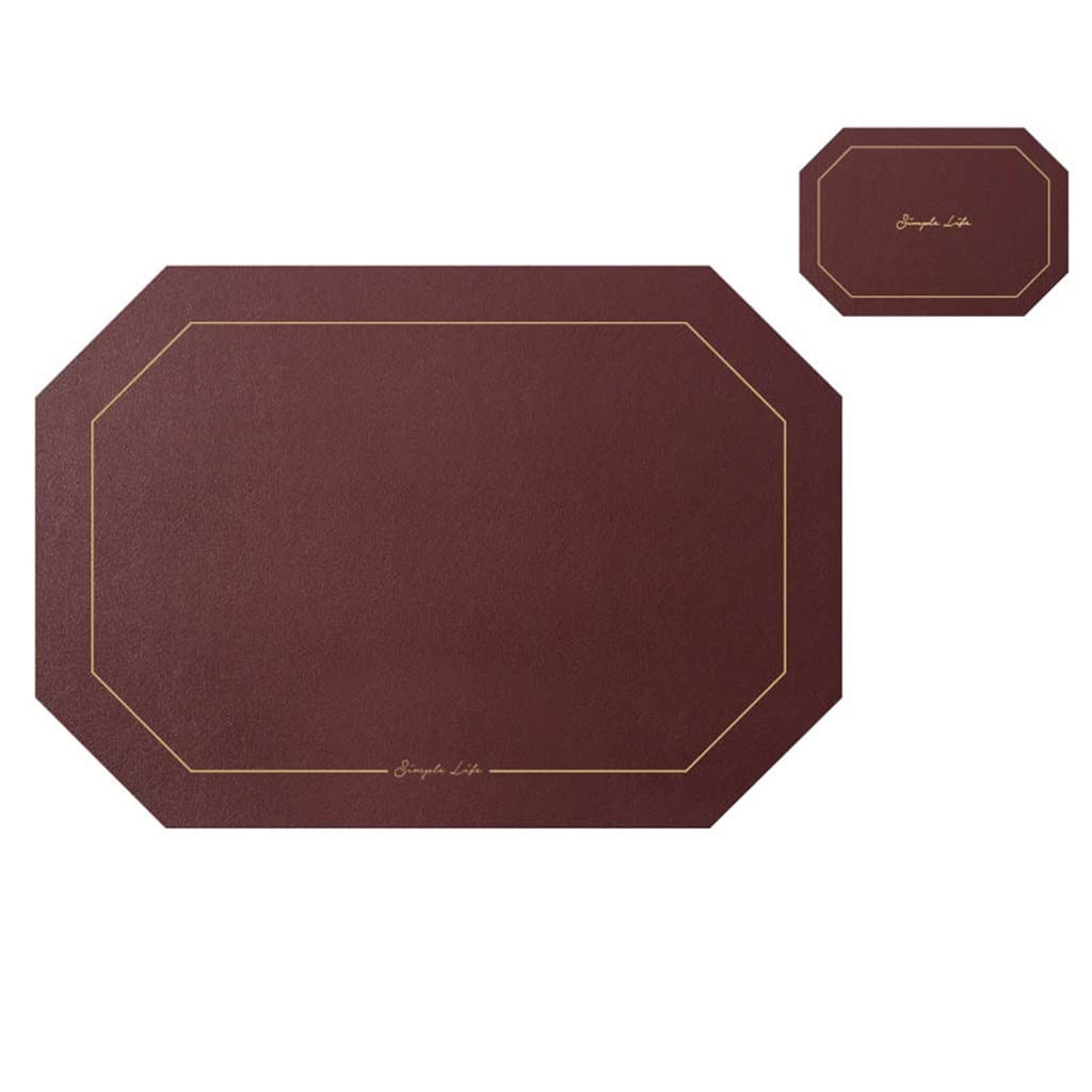 IANSHFKN 4 Pcs Octagon Leather Placemat Tableware Pad with Coaster Kitchen Tablemat Washable Bowl Cup Pads