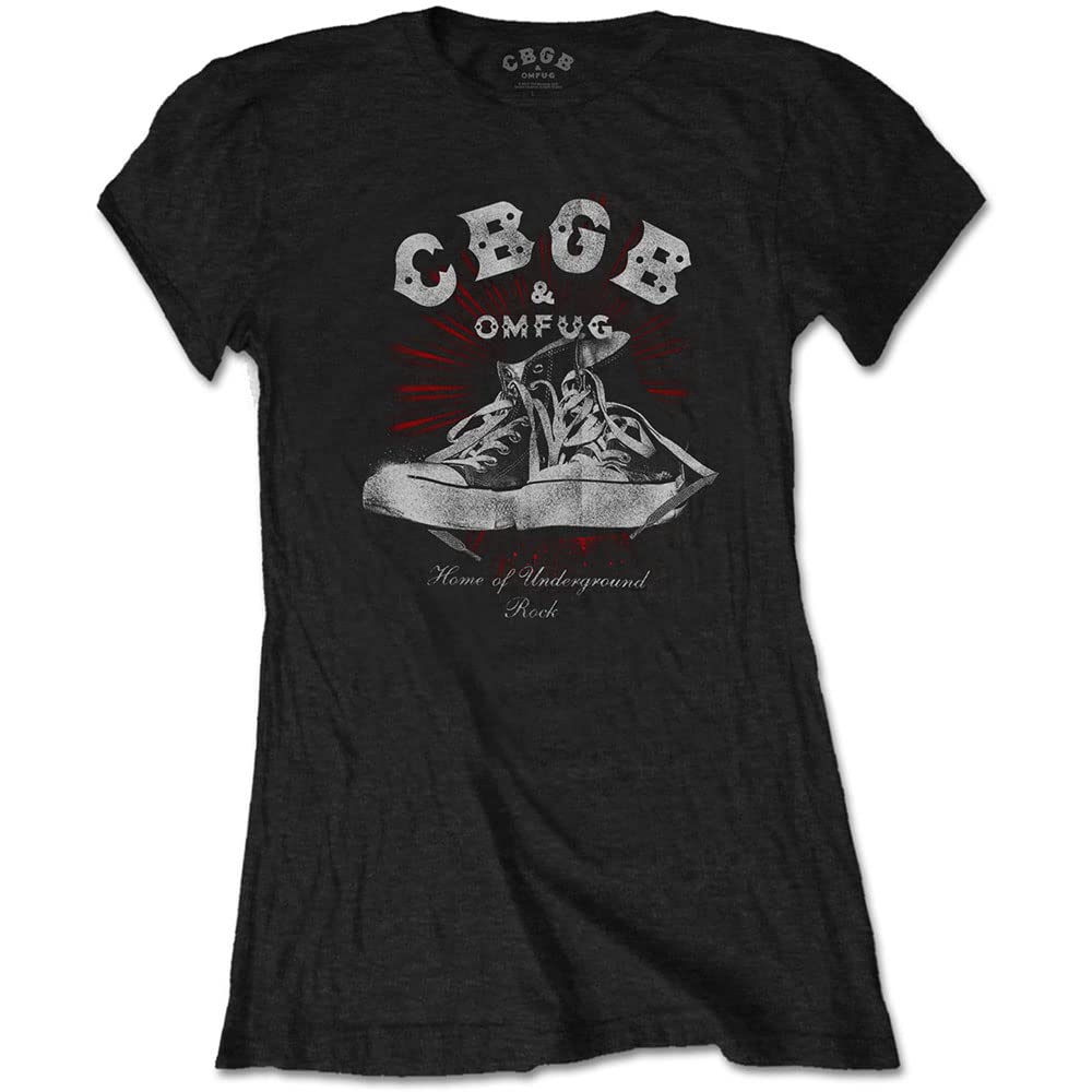 Rock Off Officially Licensed Products Women's Black Rockoff Trade Cbgb Converse T - Shirt, ( Black), 10