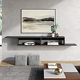 WAMPAT 70 inch TV Stand Floating Wall Mounted Entertainment Center ; TV Shelf for Under TV Media Console Cabinet for Living Room; Modern TV with Storage,70”,Black