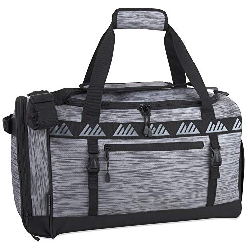 20 Inch Duffel Bag - Large Softside Canvas 35 Liter Duffle Bags with Padded Shoulder Straps for Women and Men (Heather Grey)