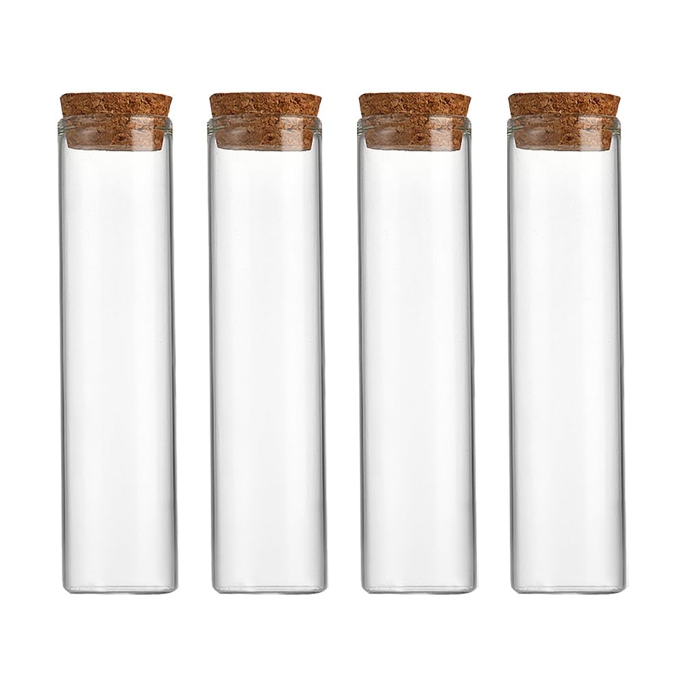 FSSTUD Lot de 10 Tubes à essai vides en Verre Transparent avec Bouchons en liège pour Message de souhaits, sels de Bain, conteneurs d'emballage de Liquide avec Bouchons en liège 50 ML