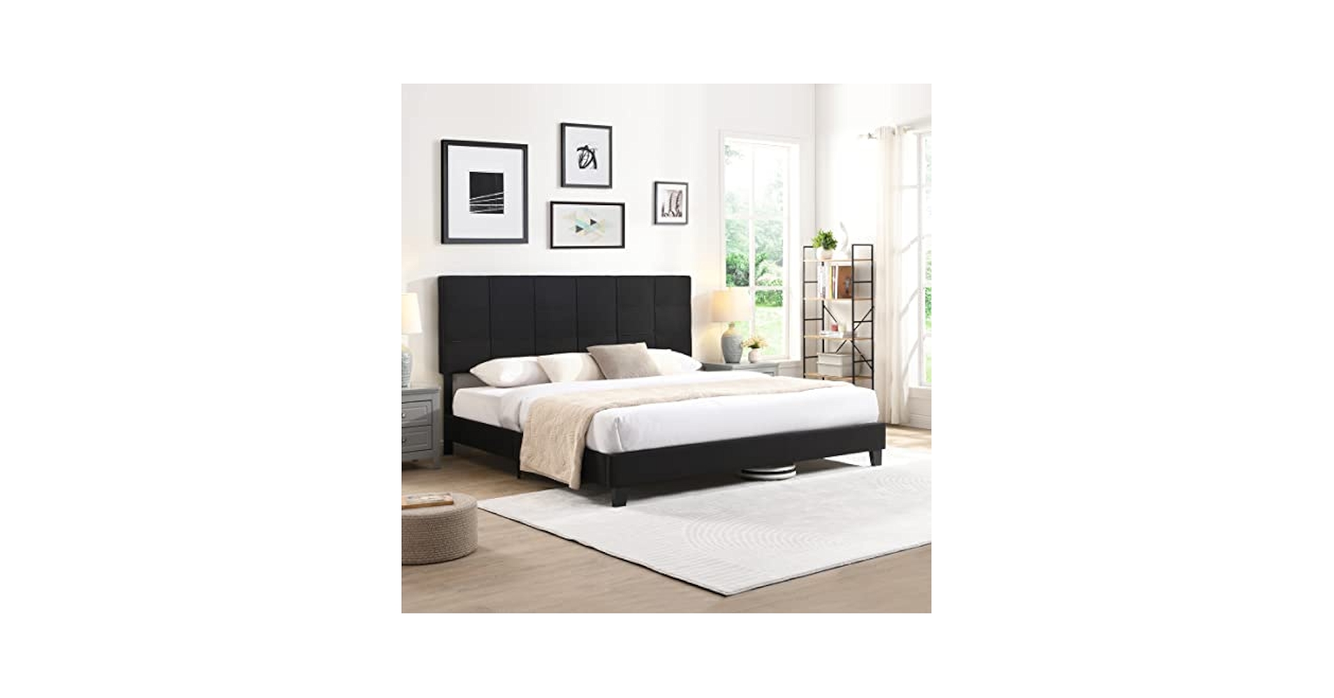 Amazon.com: King Size Upholstered Platform Bed Frame with
