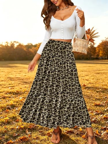 Image of NASHALYLY Women's Chiffon Elastic High Waist Pleated A-Line Maxi Skirts