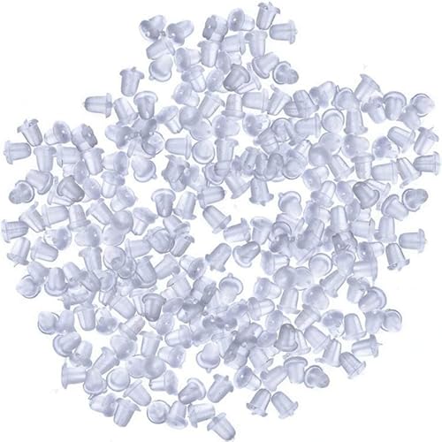 DAQIEPIN 500PCS Universal Tapones de Pendiente de Goma Topes de Espalda de Seguridad de Pendiente Tapones Transparente de Goma de Seguridad de Pendiente para Pendientes de Gancho Anzuelo