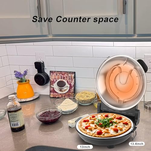 Upgrade Pizza Oven,12 Inch Electric Pizza Oven Indoor Portable,Stone Pizza Oven,1200W Portable Countertop Pizza Ovens with Viewing Window