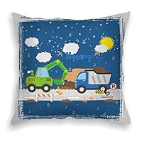 Personalisiertes Bagger Kissen Mit Foto - Individuelles Bau-Kinderkissen Für Geburtstag & Baustellen-Party