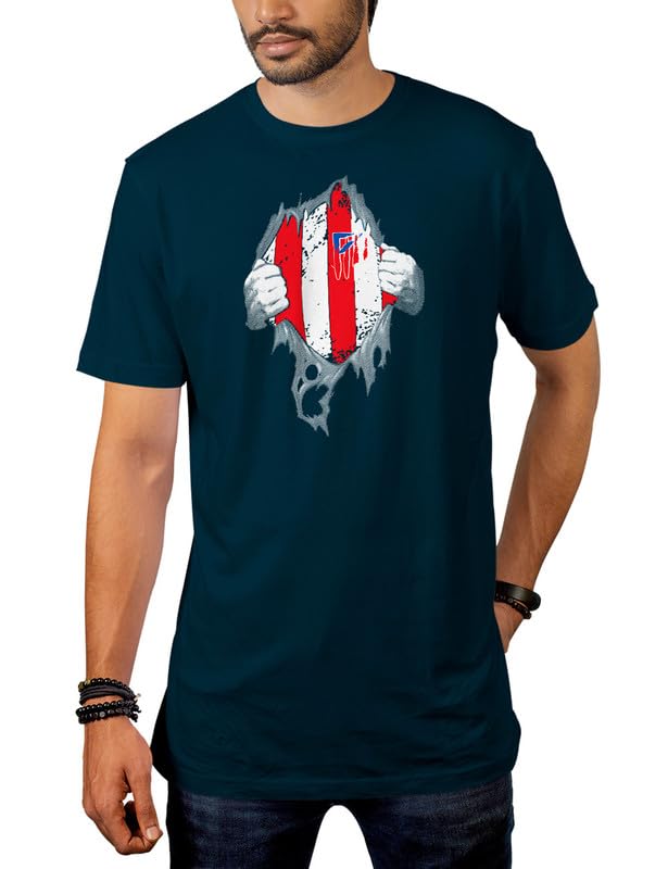 Camisetas ATM Camiseta Adulto/Unisex El Escudo Grabado en el corazón Colchoneras y Rojiblancas (Marino, L)