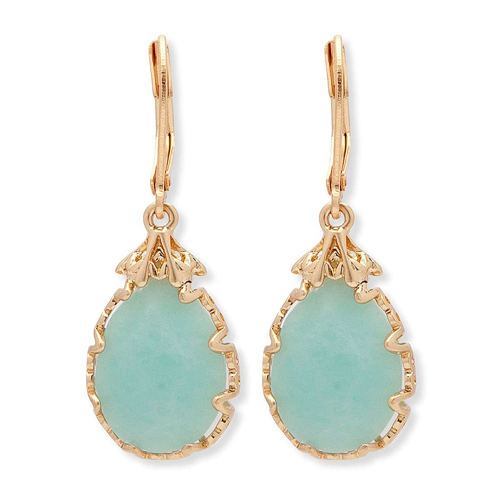 Lonna & LillyWomen's Gold-Tone and Turquoise Pear Stone Drop Earrings