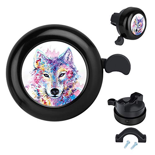 MZELQ Bicycle Bell Cute Clear Sound Adjustable Size Aluminum Bike Accessories Bell Ring for Girls Women Kids Adults (Wolf)