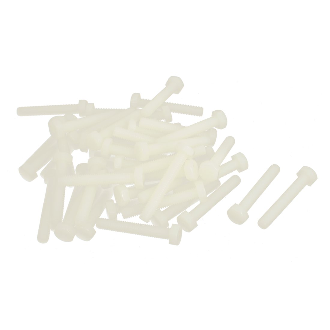 uxcell M6 x 40mm Full Thread Nylon Metric Hex Head Cap Screw Bolt 50 Pcs