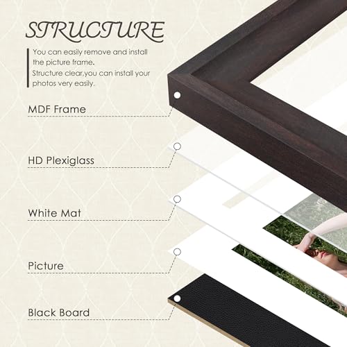 Image of DUENPY 8x14 Picture Frame 4x6 Collage Picture Frame Displays Three 4x6 inch Photos or 8x14 (Without Mat) Wall Decor or Tabletop Walnut