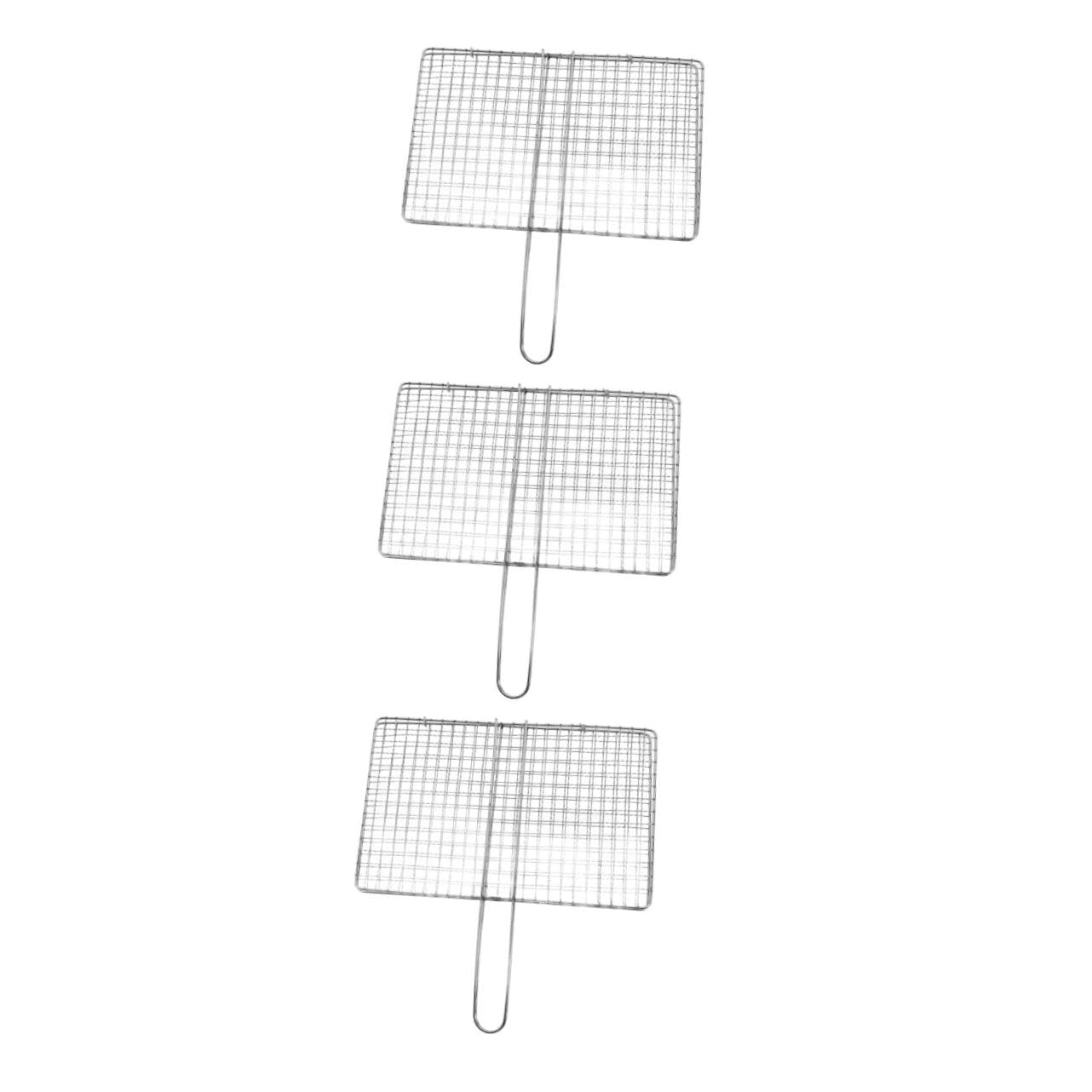 ibasenice 3 Piezas Rejilla Inoxidable para Barbacoa Exterior Cesta de Malla para Verduras y Pescado Accesorio Resistente para Parrilla Camping