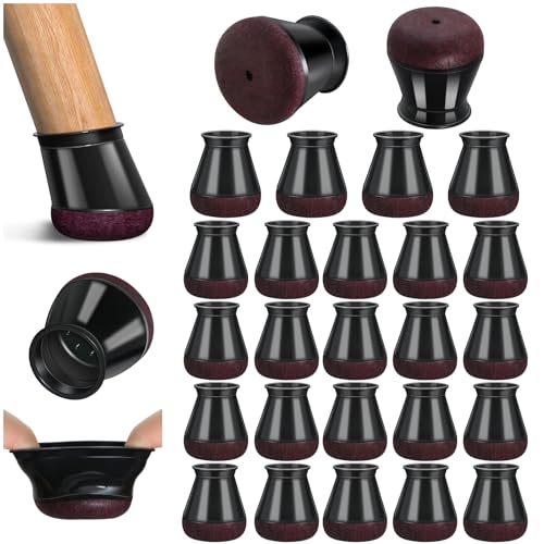 24 Pcs Chair Leg Floor Protectors Silicone Chair Leg Protectors Caps Covers for Hardwood Floors Furniture Pads Sliders with Wrapped Felt Bottom Small (Fit:1.4cm-2cm)