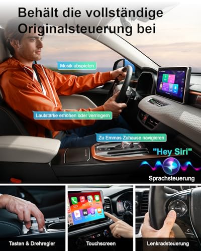 Nano Wireless CarPlay Adapter für Apple iPhone, Wandelt kabelgebundenes CarPlay in kabelloses um, Stabile Steuerung & Keine Verzögerung, Mit USB-A auf USB-C Adapter