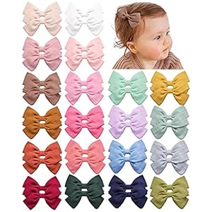 Prohouse 40 PCS Baby Girls Hair Clips Fully Lined Non Slip For Infant Fine Hair Bows Barrettes for Toddlers Kids…