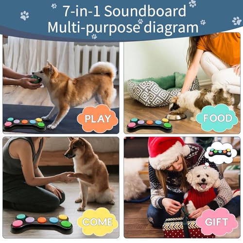 BUYVIKAY 7 in 1 Hunde Button für Kommunikation,Hund sprechende Tasten mit 50-Aufklebern, Haustier-Tasten,Dog Buttons-Hund Button-Bunte Hundeknöpfe,um Ihrem Hund das Sprechen beizubringen