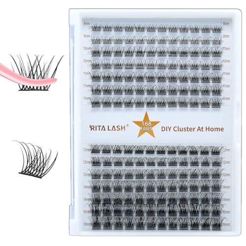 RITALASH Lash Clusters DIY Cluster Lashes Volume Eyelash Clusters Eyelash Extensions Soft False Eyelashes Black Individual Lashes Wispy Fluffy Lash Extension at Home(W05,8-16mm) - Image 2
