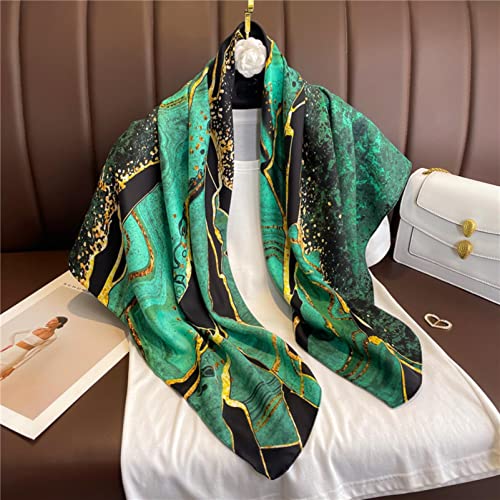 Bufanda de mosaico estampada pañuelo bandanas de satén moda mujer accesorio cuello 4
