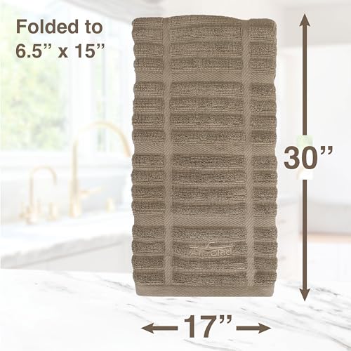 All-Clad Solid Kitchen Towel: Highly Absorbent, Super Soft Long Lasting - 100% Cotton, 17"x30" Tea Towel for Cleaning & Drying Dishes, Pans, Glassware, or Countertops, (1-Pack), Mushroom - Image 6
