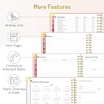 Forvencer 2026 Planner, Hardcover Calendar Planner Weekly and Monthly, Jan 2026 - Dec 2026, 8.5" x 11", Spiral Daily Organizer for Home School, Pink - Image 4