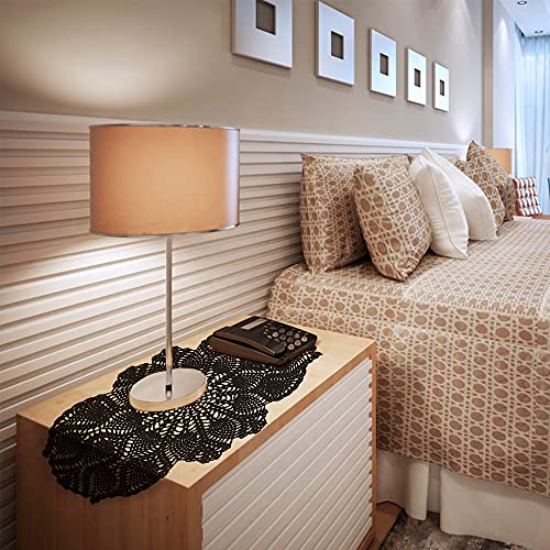 Qxzvzem One Piece 23 x 12 Inch Oval Doilies Crochet for Dressers and End Tables Crafts Disposable Small Halloween Valentines Doilies Cloth Lace Placemats Coasters Black Cotton Vintage Tablecloth