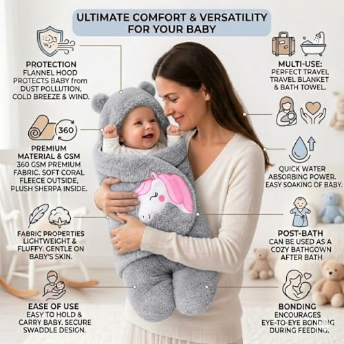 Image of BRANDONN Baby Blanket Newborn Gift Pack of Swaddle Wrapper, 0-9 Months, Length 68 cm x Width 68 cm