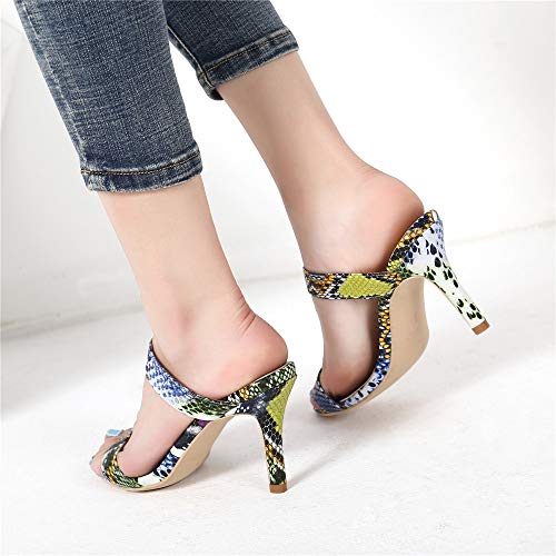 Mackin J G562-1 Women's Pointed Toe Mule Heels Silp On Stiletto Heel Sandals (9, Purple Snake) #TOP5