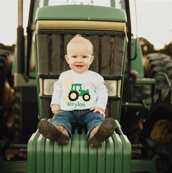 YOKJZJD Toddler Baby Boy 1st 2nd 3rd 4th Birthday Outfit Tractor Short Sleeve T-Shirt Farming Birthday Shirt Summer Clothes2