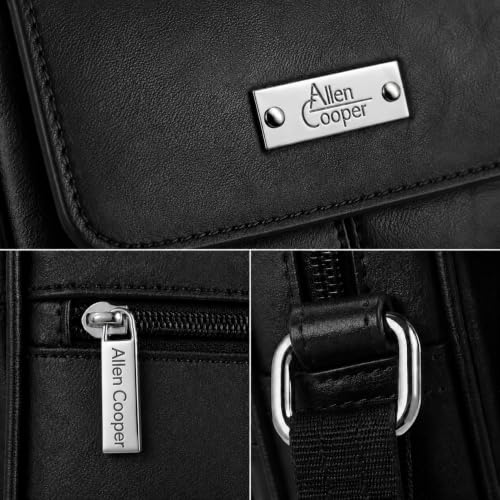 Image of Allen Cooper Premium Leather Sling Bag for Men | Crossbody Messenger Bag with Adjustable Shoulder Strap | Travel Organizer Shoulder Bag for Daily Use, Office & Outdoor Carry