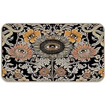 Floral Decoration Front Door Mat 18x30 Inch Tarot Evil Eye Non Slip Doormat,Taro Themed Hippy Snake Doormat Home Front Door Porch Outdoor Indoor Bathroom Bedroom Kitchen Decorations