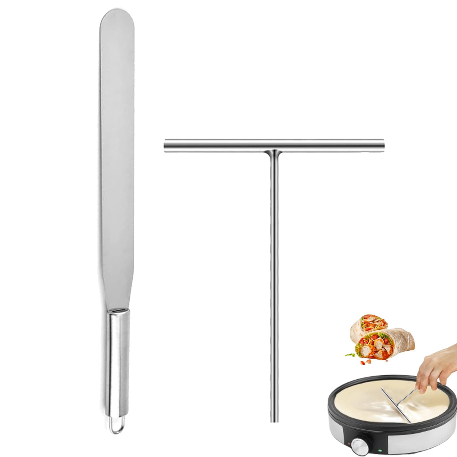 Distributore Pasta Crepes - Set 2 Pezzi Acciaio Inox Per Crepes Pancake